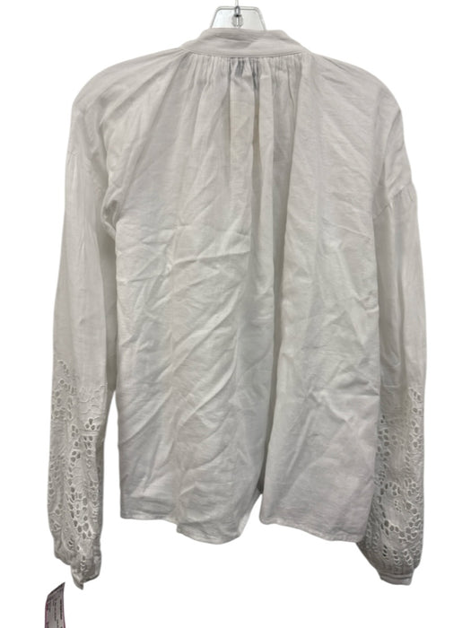 Thierry Colson Size Small White Linen Long Sleeve Top White / Small