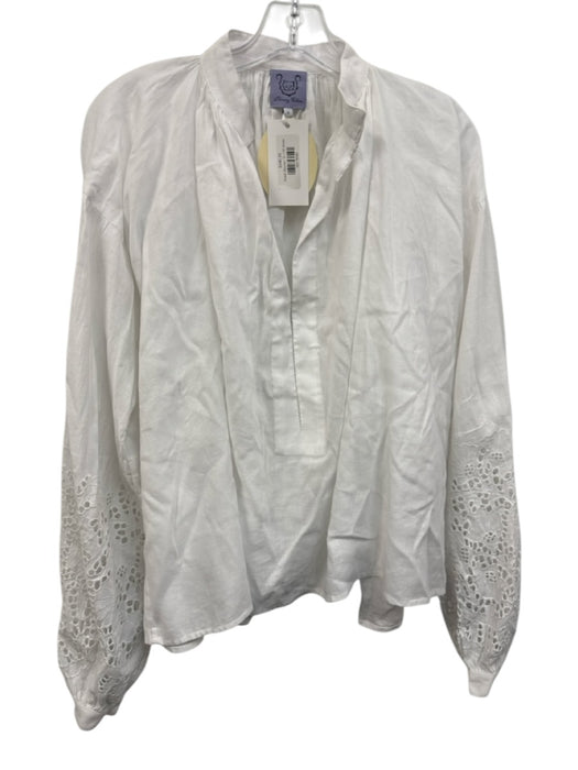 Thierry Colson Size Small White Linen Long Sleeve Top White / Small