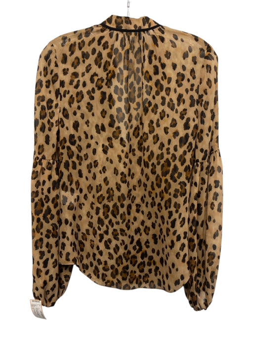 Veronica Beard Size 6 Brown & Black Silk Long Sleeve Animal Print Sheer Top Brown & Black / 6