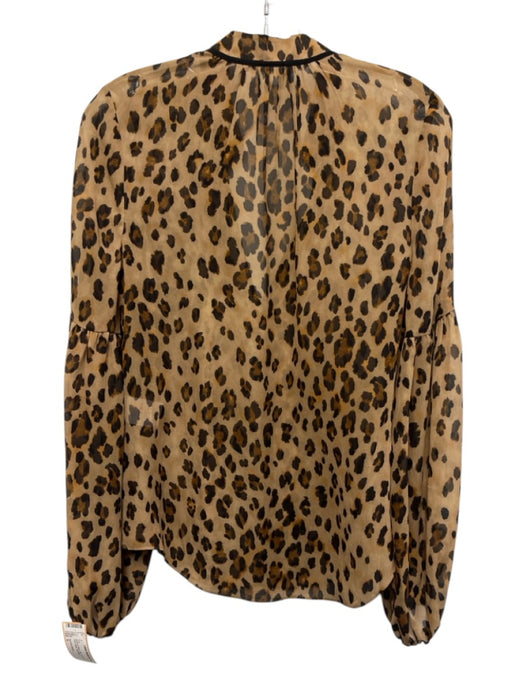 Veronica Beard Size 6 Brown & Black Silk Long Sleeve Animal Print Sheer Top Brown & Black / 6
