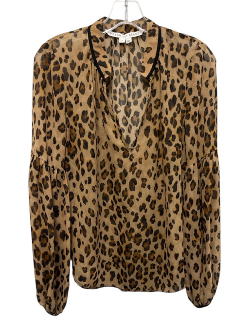 Veronica Beard Size 6 Brown & Black Silk Long Sleeve Animal Print Sheer Top Brown & Black / 6