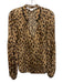 Veronica Beard Size 6 Brown & Black Silk Long Sleeve Animal Print Sheer Top Brown & Black / 6