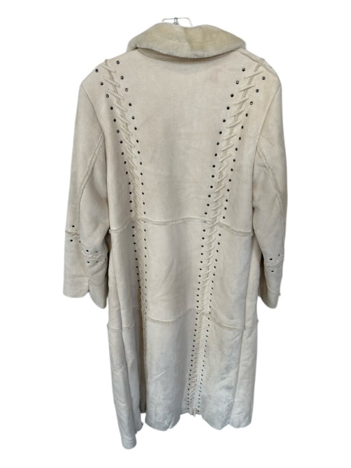 Dennis Basso Size XS Cream Faux Suede Faux Shearling Buttons Coat Cream / XS