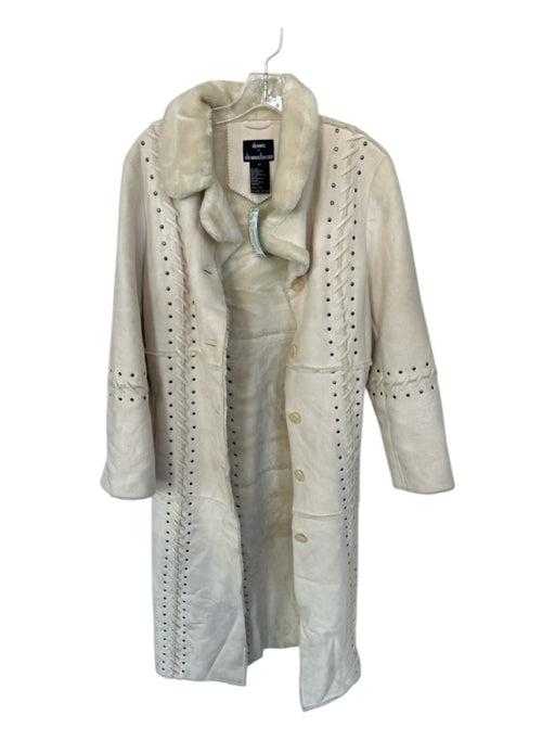 Dennis Basso Size XS Cream Faux Suede Faux Shearling Buttons Coat Cream / XS
