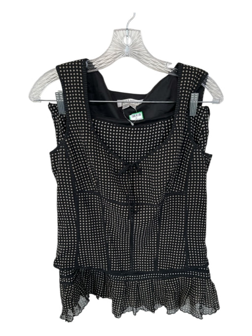 Kay Unger Size 8 Black & Tan Silk Sleeveless Polka Dot Bows Skirt Set Black & Tan / 8