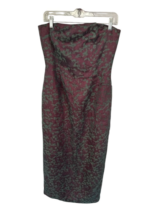 Kathlin Argiro Size 6 Green & Red Polyester Strapless Mesh Overlay Back Zip Gown Green & Red / 6