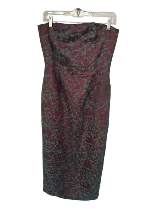 Kathlin Argiro Size 6 Green & Red Polyester Strapless Mesh Overlay Back Zip Gown Green & Red / 6