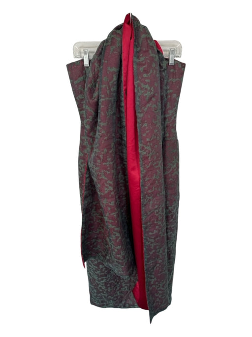 Kathlin Argiro Size 6 Green & Red Polyester Strapless Mesh Overlay Back Zip Gown Green & Red / 6