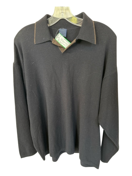 Thomas Elliott Milan Size Est L Navy Wool Blend Collar Men's Sweater Navy / Est L