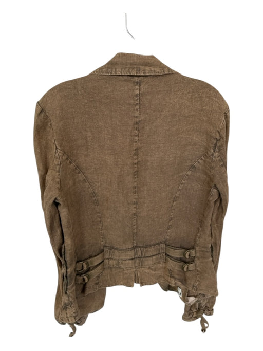 Runway Size M Brown Flax Long Sleeve Front Pockets Collar Jacket Brown / M
