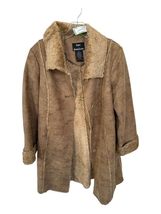 Dennis Basso Size XS Tan Faux Suede Faux Shearling Buttons Stitching Detail Coat Tan / XS