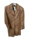 Collezione Size 10P Brown Leather Stitching Buttons Collar Coat Brown / 10P