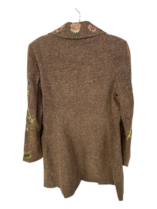 Newport News Size 10 Brown & Multi Polyester Blend Embroidered Flowers Coat Brown & Multi / 10