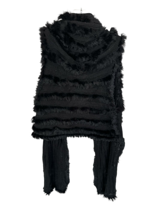 Love Token Size M Black Rabbit Fur Open Front Vest Black / M