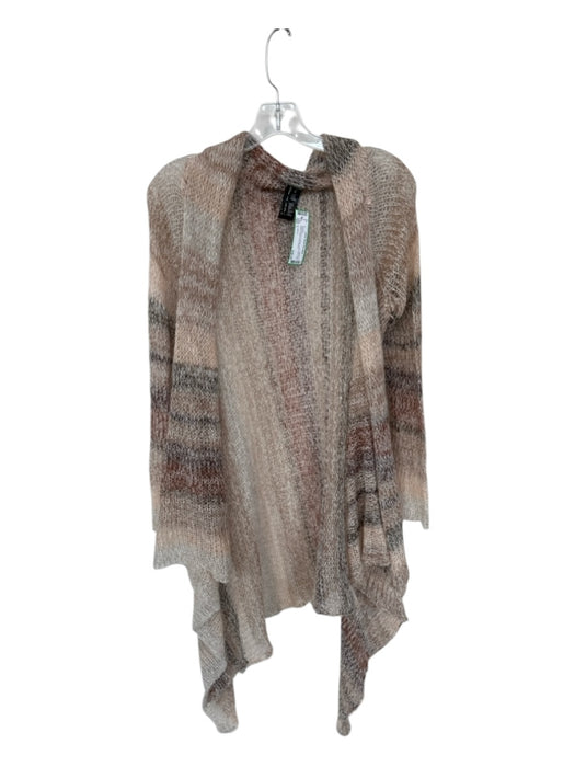 Lovestitch Size L Peach & brown Mohair Loose Knit Long Sleeve Open Front Sweater Peach & brown / L