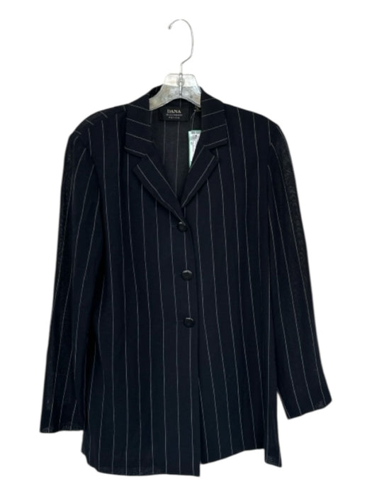 Dana Buchman Size 6P Black & Cream Wool Long Sleeve Pinstripe Buttons Jacket Black & Cream / 6P