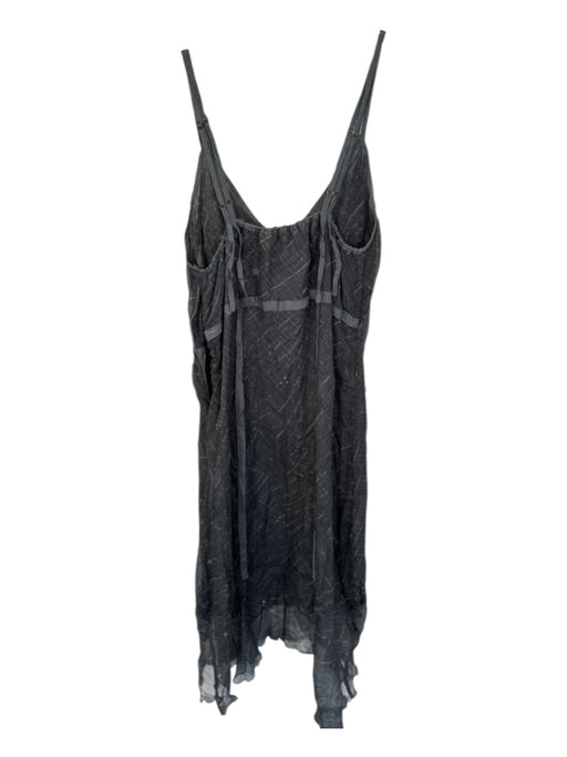 Size S Gray Silk Spaghetti Strap Lace Up Front Midi Dress Gray / S