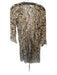 Milly Size 10 Cream & Brown Silk Long Sleeve Zebra Print Open Front Coverup Cream & Brown / 10