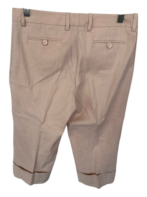 Robert Rodriguez Size 6 Blush & White Linen Blend Rhinestones Cropped Pants Blush & White / 6
