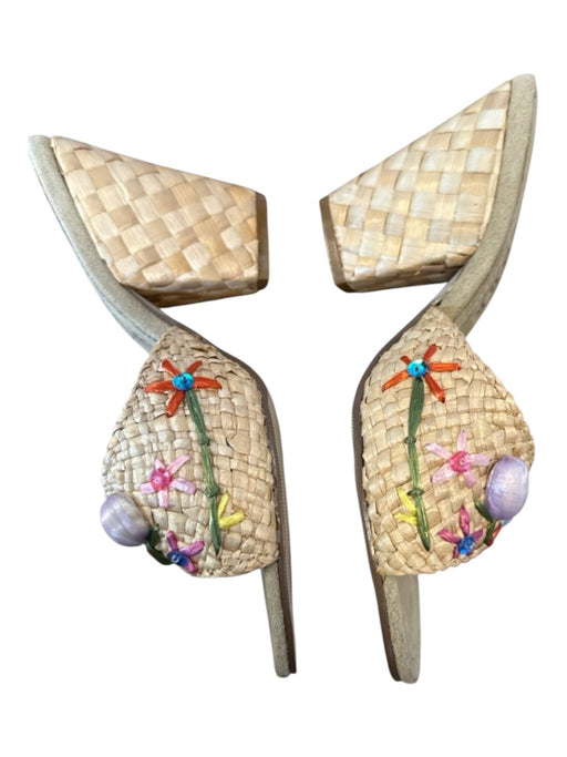 New York Transit Shoe Size 7 Tan & multi Straw Woven Embroidered Flowers Sandals Tan & multi / 7