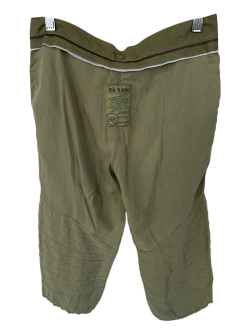 Da-Nang Size M Olive Green Silk Cargo Pockets Cropped Pants Olive Green / M