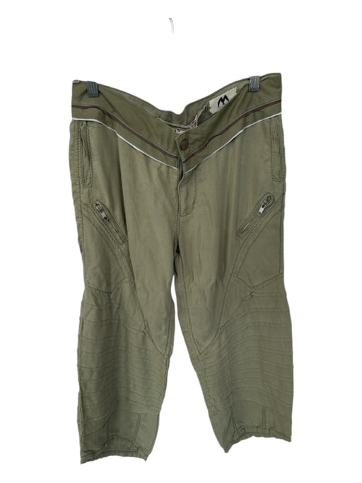 Da-Nang Size M Olive Green Silk Cargo Pockets Cropped Pants Olive Green / M
