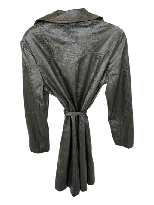 Pamela Dennis Size 6 Green & Black Vegan Leather Snake Embossed Collar Coat Green & Black / 6