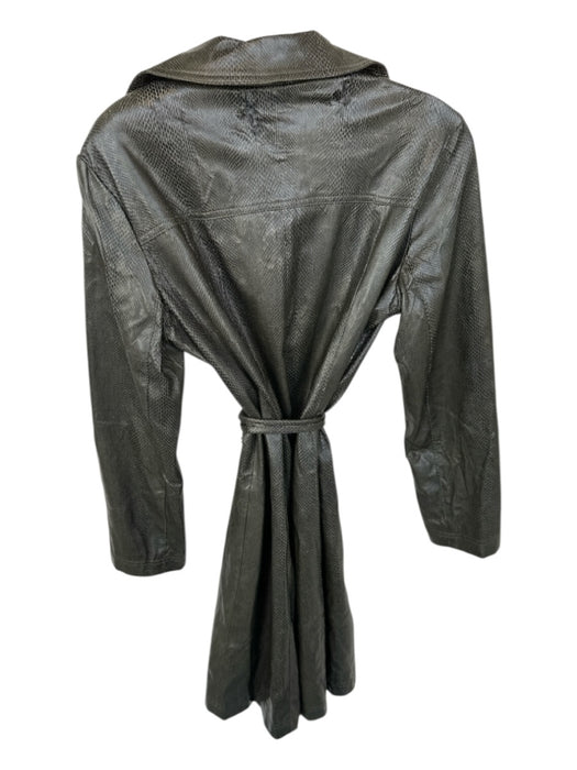 Pamela Dennis Size 6 Green & Black Vegan Leather Snake Embossed Collar Coat Green & Black / 6