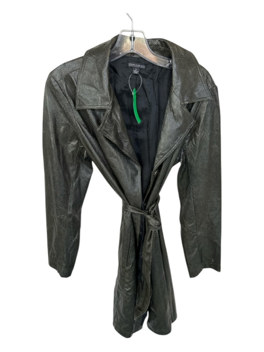 Pamela Dennis Size 6 Green & Black Vegan Leather Snake Embossed Collar Coat Green & Black / 6