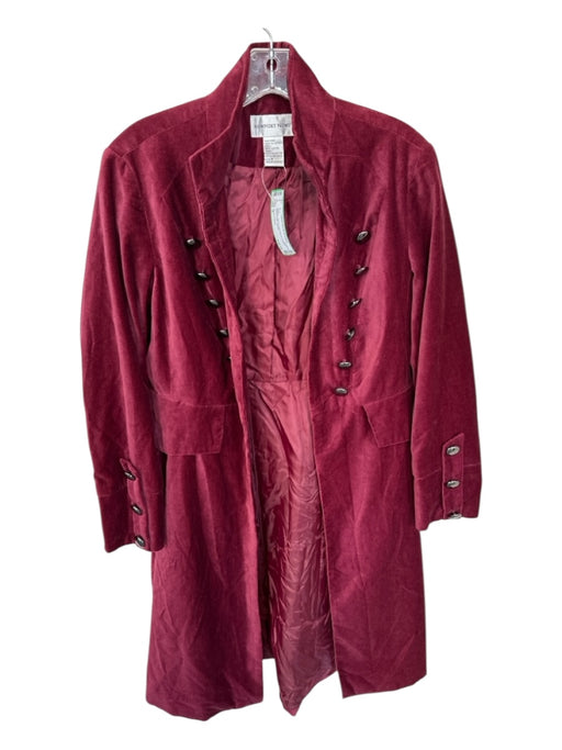 Newport News Size 8 Maroon Velvet Long Sleeve Buttons Military Style Coat Maroon / 8