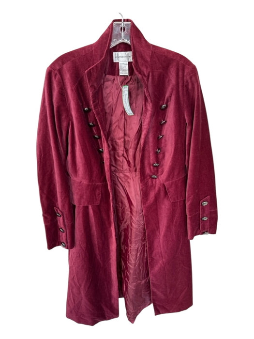Newport News Size 8 Maroon Velvet Long Sleeve Buttons Military Style Coat Maroon / 8