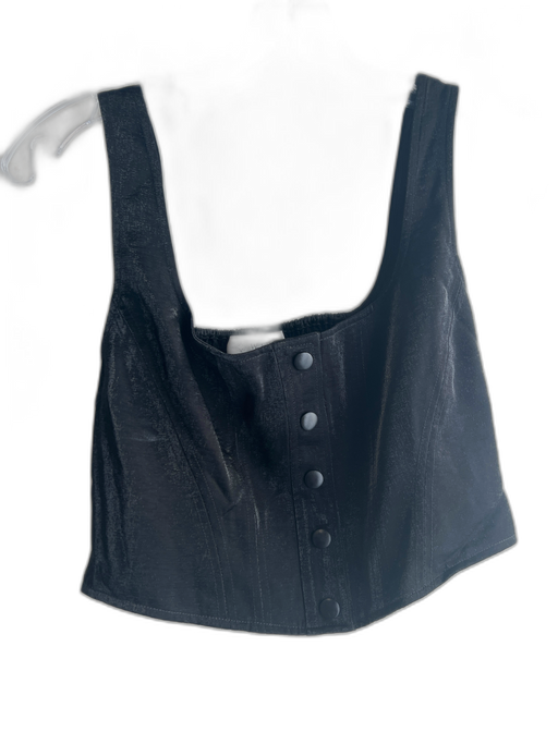 Wayf Size S Black Rayon Blend Wide Neck Straps Button Elastic Back Top Black / S