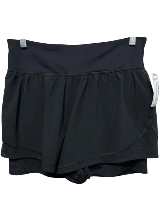 Spanx Size L Black Polyester Blend Elastic Waistband Perforated Athletic Shorts Black / L
