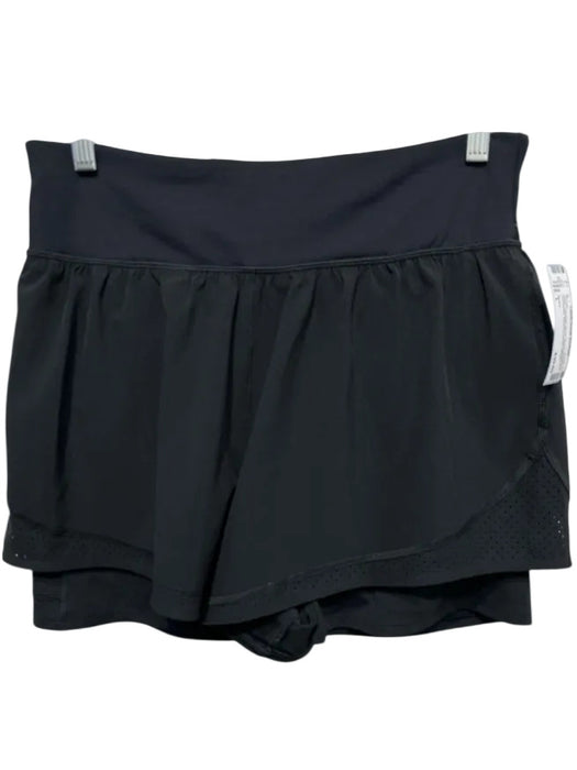 Spanx Size L Black Polyester Blend Elastic Waistband Perforated Athletic Shorts Black / L