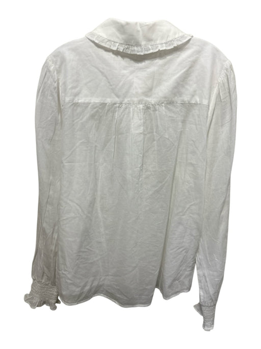 ME + EM Size 12 White Coated Long Sleeve Button Front Sheer Collar Top White / 12