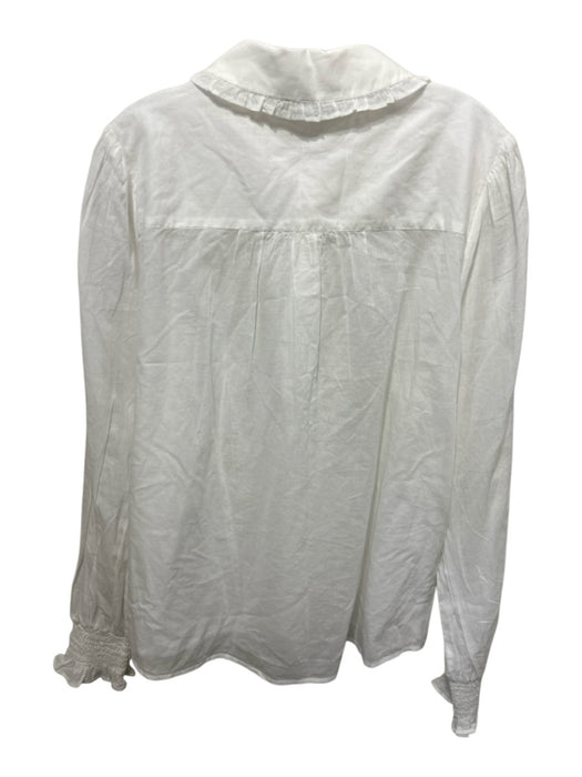 ME + EM Size 12 White Coated Long Sleeve Button Front Sheer Collar Top White / 12