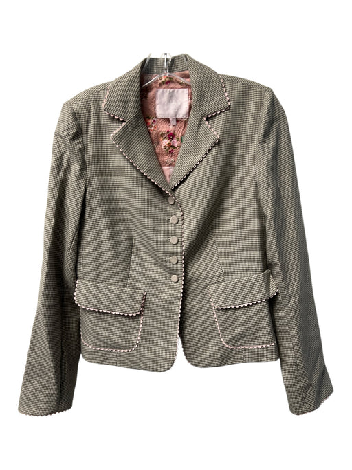 Rebecca Taylor Size 4 Beige Black & Pink Polyester Blend Button Down Jacket Beige Black & Pink / 4