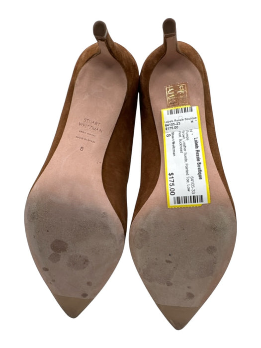 Stuart Weitzman Shoe Size 8 Brown Leather Suede Pointed Toe Low Heel Pumps Brown / 8