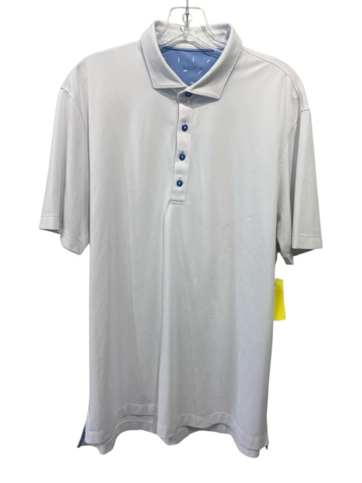 Johnnie O Size L White Polyester Solid Polo Men's Short Sleeve White / L