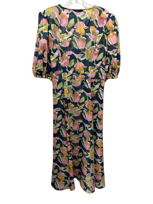 Abbey Glass Size L Pink, Blue & Multi Viscose Sheer Floral Wrap Dress Pink, Blue & Multi / L