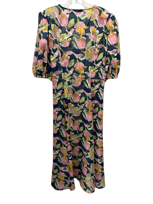 Abbey Glass Size L Pink, Blue & Multi Viscose Sheer Floral Wrap Dress Pink, Blue & Multi / L