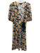 Abbey Glass Size L Pink, Blue & Multi Viscose Sheer Floral Wrap Dress Pink, Blue & Multi / L