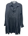 LJC Designs Size M Black Linen Long Sleeve V Neck Tiered Knee length Dress Black / M