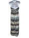 Adam Lippes Size 6 Slate Blue & Gray Polyester Sleeveless Pleats Midi Dress Slate Blue & Gray / 6