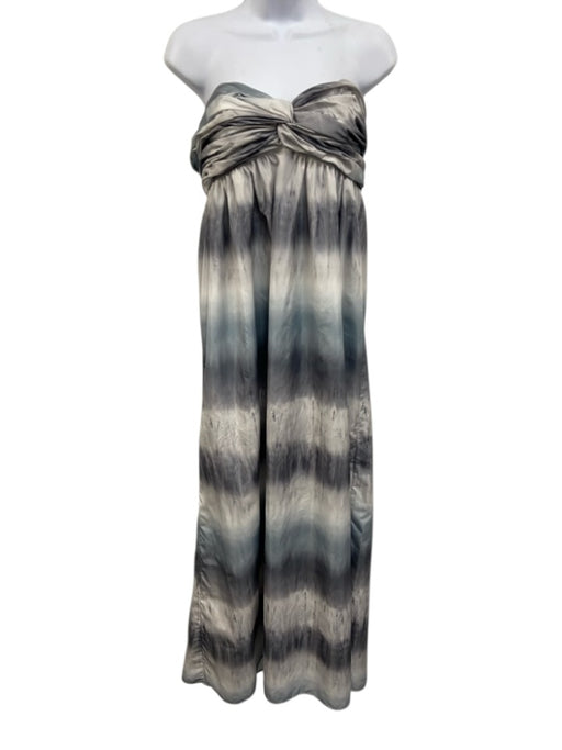 Adam Lippes Size 6 Slate Blue & Gray Polyester Sleeveless Pleats Midi Dress Slate Blue & Gray / 6