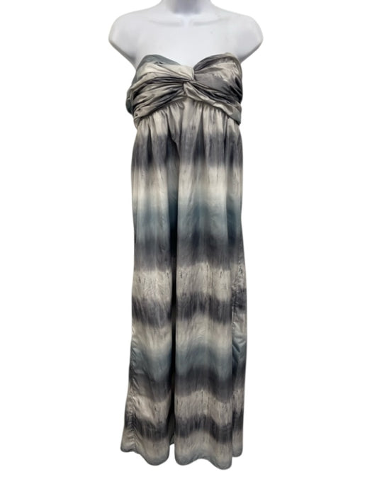 Adam Lippes Size 6 Slate Blue & Gray Polyester Sleeveless Pleats Midi Dress Slate Blue & Gray / 6