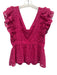 J Crew Collection Size 10 Purple Cotton Ruffle Cap Sleeve Cut Outs V Neck Top Purple / 10