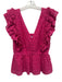 J Crew Collection Size 10 Purple Cotton Ruffle Cap Sleeve Cut Outs V Neck Top Purple / 10
