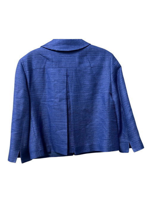 Akris Punto Size 8 Blue Silk Collared Zip Front Front Pocket 3/4 Sleeve Jacket Blue / 8