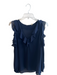 Alice & Olivia Size S Navy Polyester Shoulder Cut Out Ruffle Detail V Neck Top Navy / S